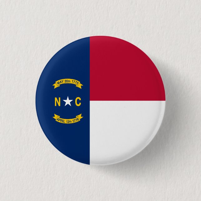 North Carolinian Flag, Flag of North Carolina 1 Inch Round Button (Front)