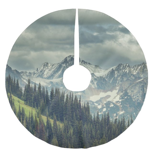 North Cascade: Majestic Mountain Peak. Brushed Polyester Tree Skirt (Front)