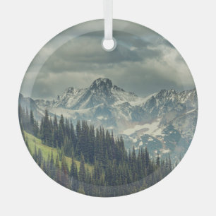 North Cascade: Majestic Mountain Peak. Glass Ornament