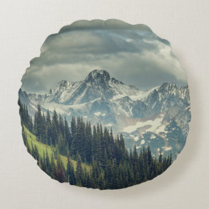 North Cascade: Majestic Mountain Peak. Round Pillow
