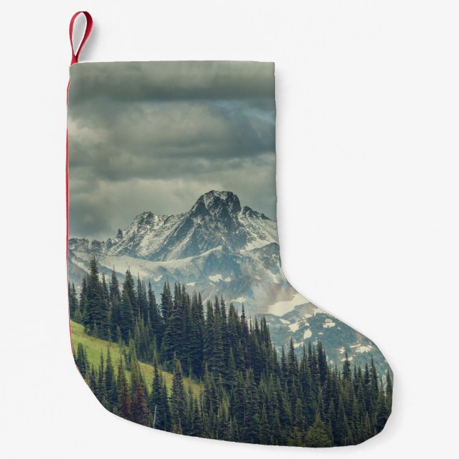 North Cascade: Majestic Mountain Peak. Small Christmas Stocking (Front)
