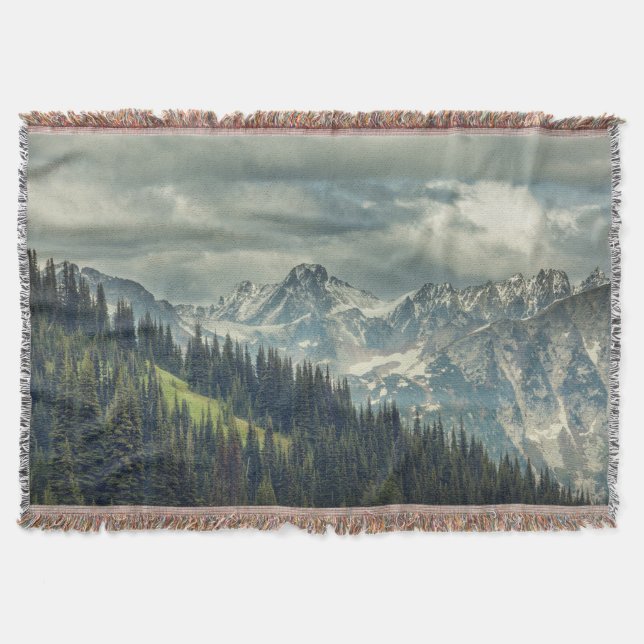 North Cascade: Majestic Mountain Peak. Throw Blanket (Front)