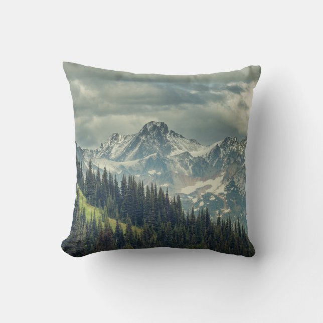 North Cascade: Majestic Mountain Peak. Throw Pillow (Front)
