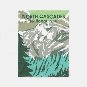 North Cascades National Park Goode Mountain Retro  Fleece Blanket
