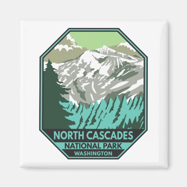 North Cascades National Park Goode Mountain Retro Magnet (Front)