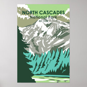 North Cascades National Park Goode Mountain Retro Poster