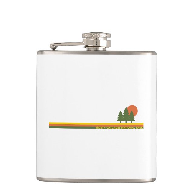 North Cascades National Park Pine Trees Sun Hip Flask (Front)
