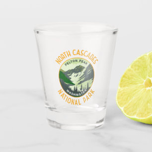 North Cascades National Park Retro Art Distressed Shot Glass