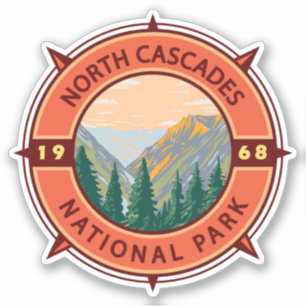North Cascades National Park Retro Compass Emblem
