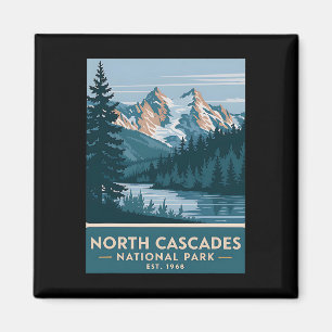 North Cascades National Park Vintage Camping Men W Magnet