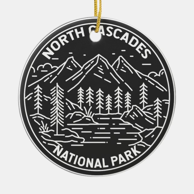 North Cascades National Park Washington Monoline  Ceramic Ornament (Front)