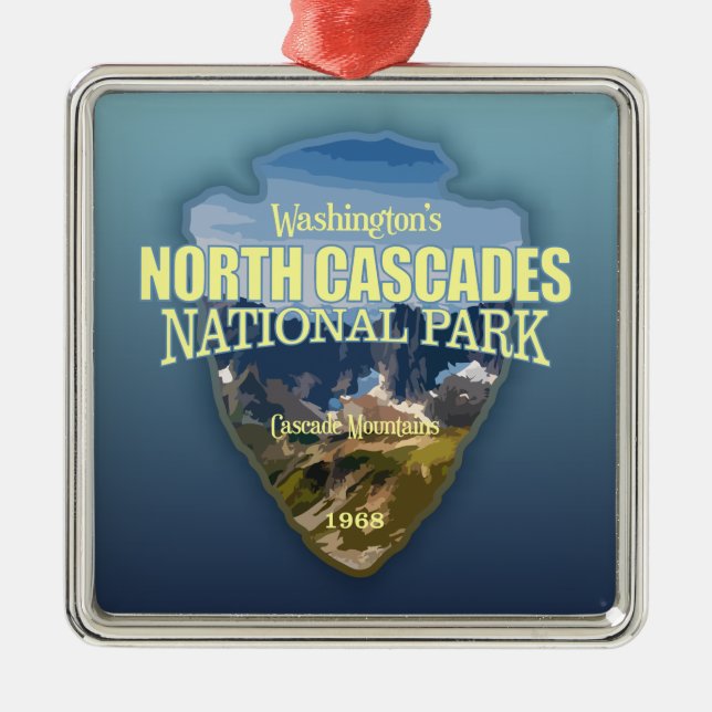 North Cascades NP (arrowhead) Metal Ornament (Front)