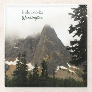 North Cascades Washington Mountain Photo Glass Coaster
