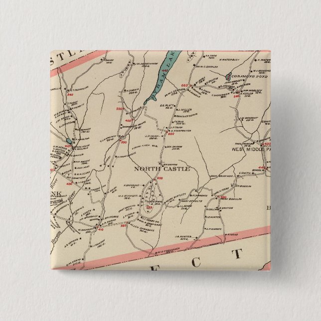 North Castle town 2 Inch Square Button (Front)