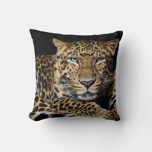 North China Leopard Zoo Illustration Throw Pillow (Front)