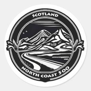 north coast 500 scotland  classic round sticker