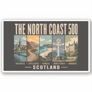North Coast 500 Scotland Landmarks Illustration