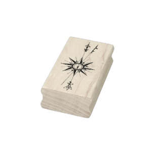 North Compass with Arrows Vintage Rubber Art Stamp