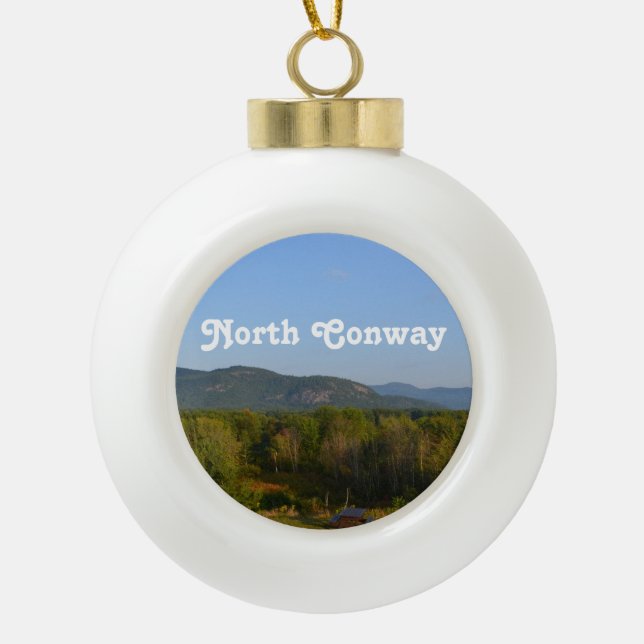 North Conway Ceramic Ball Christmas Ornament (Front)