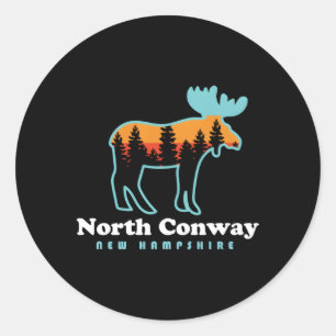 North Conway New Hampshire Moose Mountains Classic Round Sticker