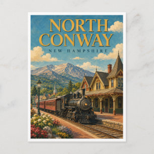 North Conway New Hampshire Scenic Railroad GeoSaga Postcard