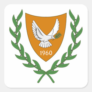 north cyprus country coat arms symbol emblem flag  square sticker