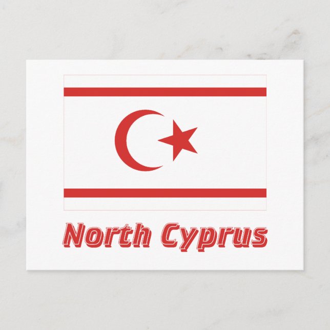 North Cyprus Flag with Name Postcard (Front)