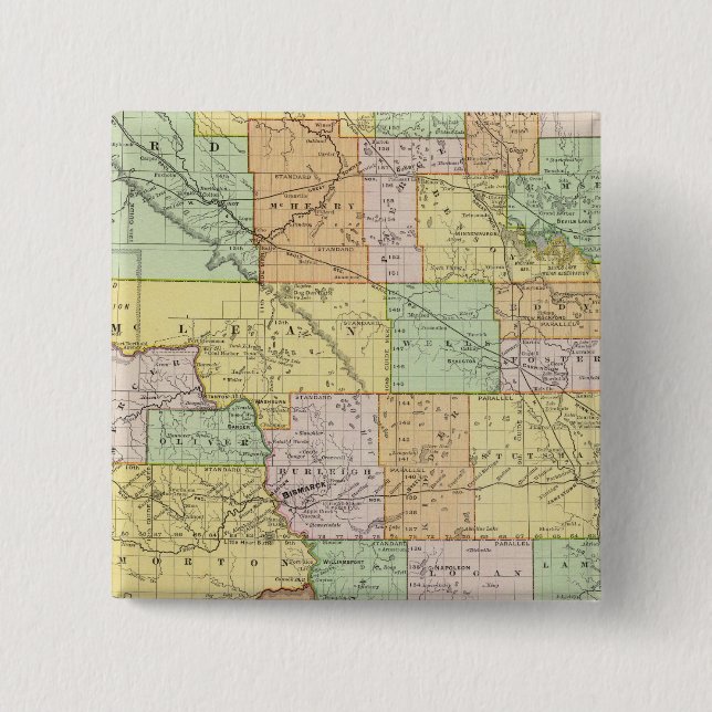 North Dakota 2 Inch Square Button (Front)