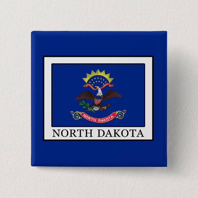 North Dakota 2 Inch Square Button (Front)