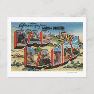 North Dakota - Badlands - Large Letter Scenes Postcard