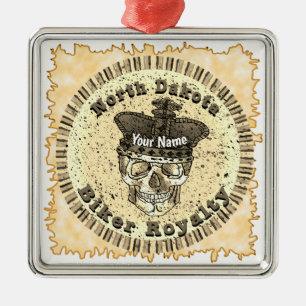 North Dakota Biker Metal Ornament