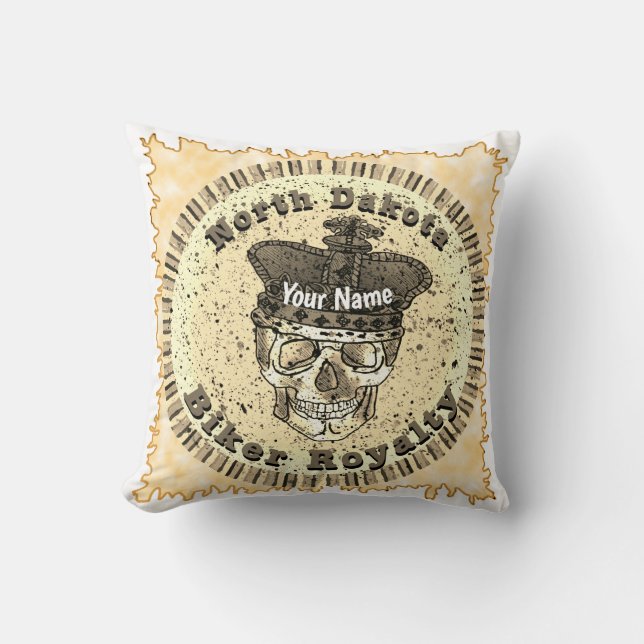 North Dakota Biker  Throw Pillow (Front)