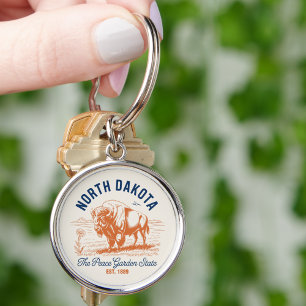 North Dakota Bison The Peace Garden State Keychain