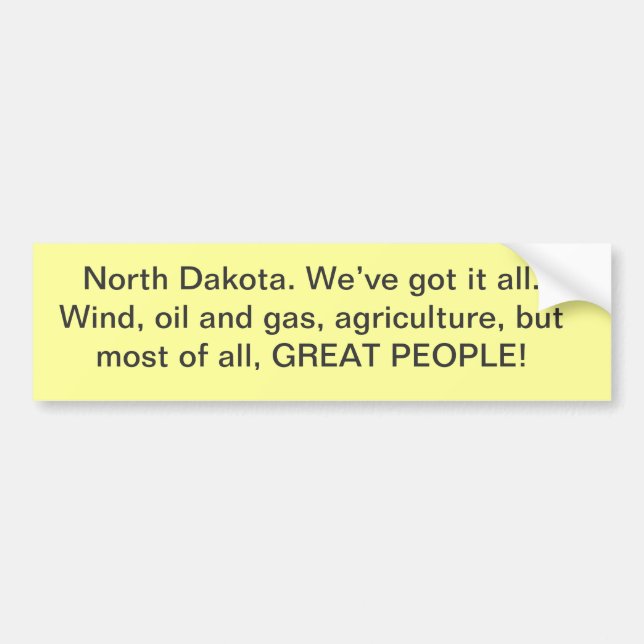 North Dakota bumper sticker (Front)