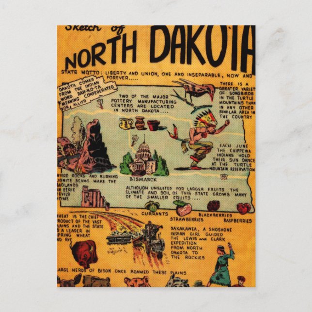 North Dakota Comic Book Postcard (Front)