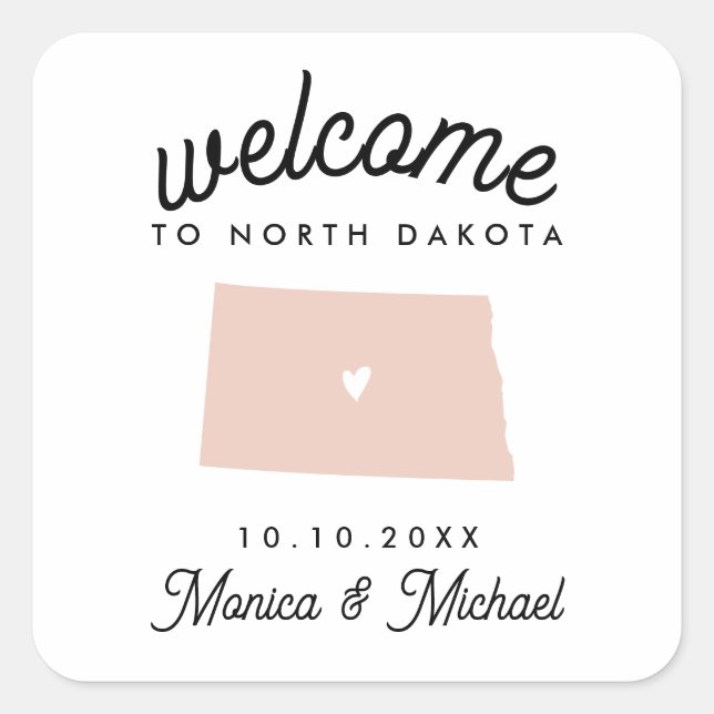 NORTH DAKOTA Destination Wedding ANY COLOR   Square Sticker (Front)