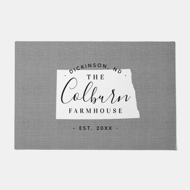 North Dakota Family Monogram State Doormat (Front)