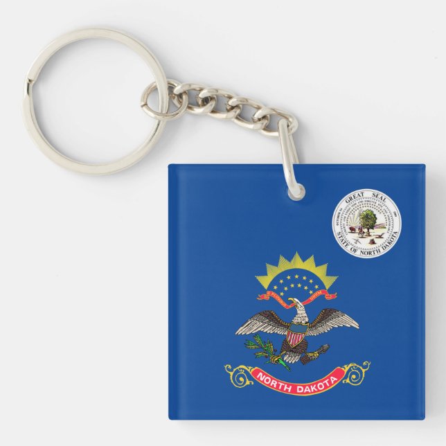 North Dakota flag Keychain (Front)
