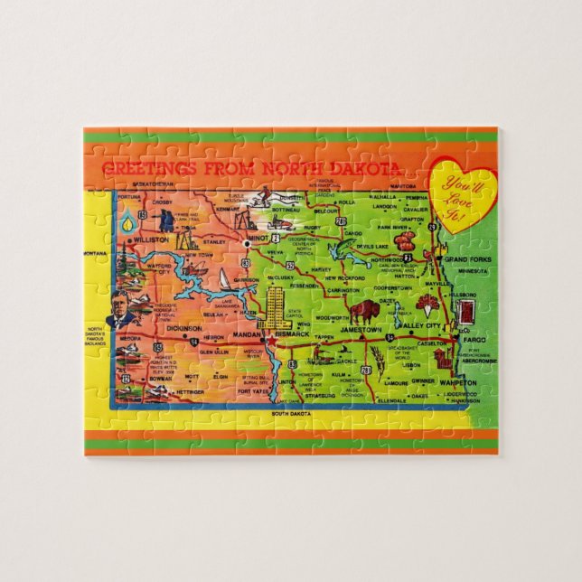 North Dakota Greeting Postcard Jigsaw Puzzle (Horizontal)