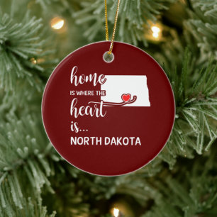 North Dakota home is where the heart is Ceramic Ornament