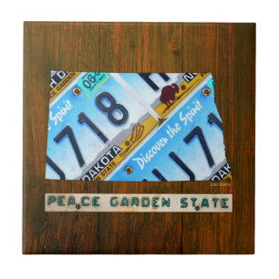North Dakota License Plate Map Ceramic Tile