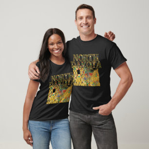 North Dakota Map and Text T-Shirt
