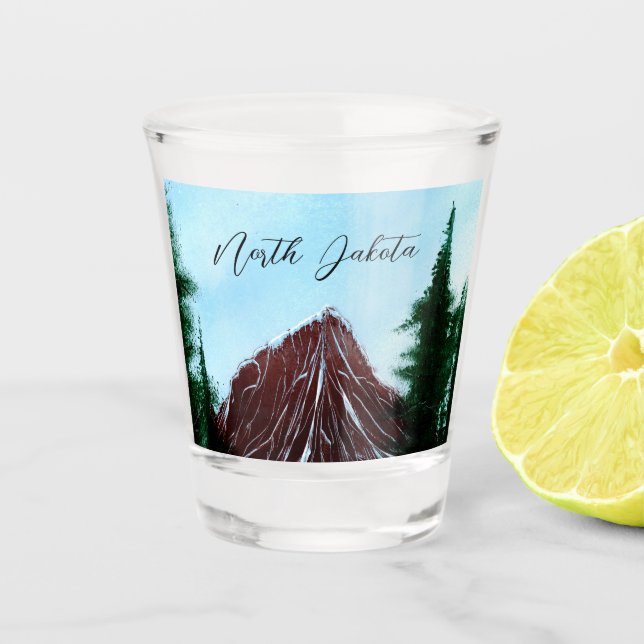 North Dakota Mountain Runoff Shot Glass (Front)