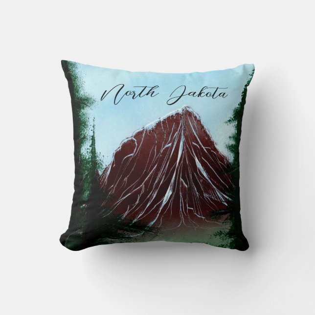 North Dakota Mountain Runoff Throw Pillow (Front)