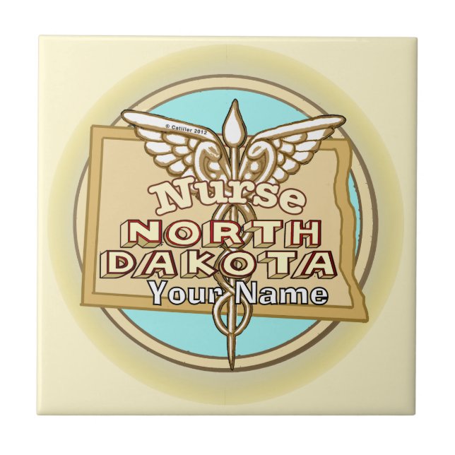 North Dakota Nurse Caduceus Tile (Front)