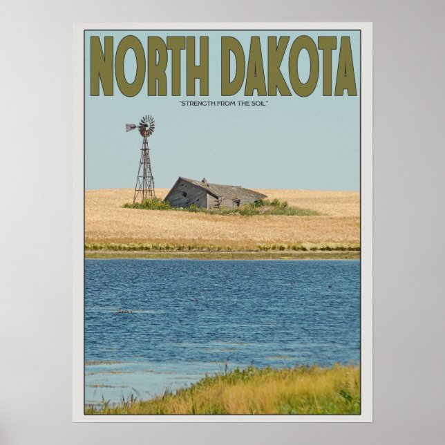 North Dakota - Old Farmstead - Green Poster (Front)