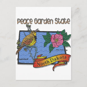 North Dakota Peace Garden State Lark Rose Postcard