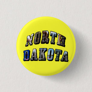 North Dakota Picture Text 1 Inch Round Button