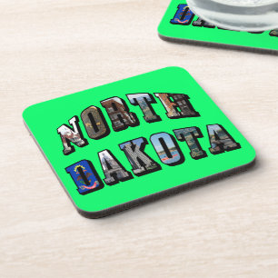 North Dakota Picture Text Coaster
