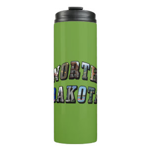 North Dakota Picture Text Thermal Tumbler